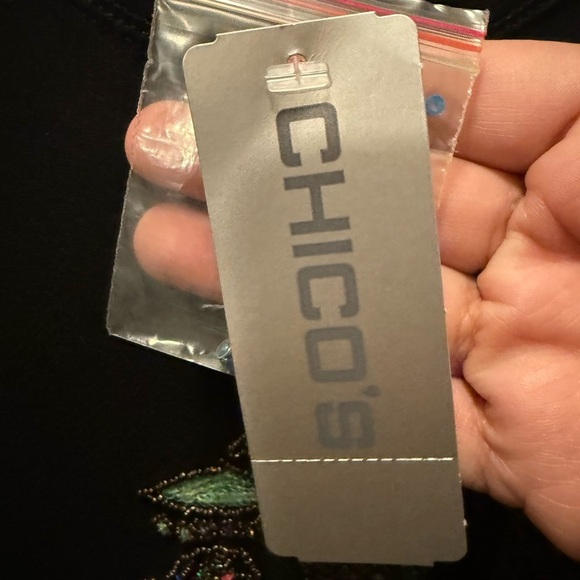 Chico's Black Long Sleeve Top with Colorful Embellishments size 2X - Picture 5 of 7